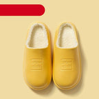 Waterproof Slippers Winter Women House Slippers Leather Warm Fur Slippers Unisex Home Slippers Indoor Floor Shoes Plush Fleece Lined House Shoes Anti-Skid Women Slippers Stevvex