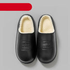 Waterproof Slippers Winter Women House Slippers Leather Warm Fur Slippers Unisex Home Slippers Indoor Floor Shoes Plush Fleece Lined House Shoes Anti-Skid Women Slippers Stevvex