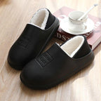 Waterproof Slippers Winter Women House Slippers Leather Warm Fur Slippers Unisex Home Slippers Indoor Floor Shoes Plush Fleece Lined House Shoes Anti-Skid Women Slippers Stevvex