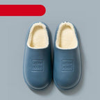 Waterproof Slippers Winter Women House Slippers Leather Warm Fur Slippers Unisex Home Slippers Indoor Floor Shoes Plush Fleece Lined House Shoes Anti-Skid Women Slippers Stevvex