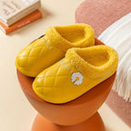 Waterproof Slippers Winter Women House Slippers Leather Warm Fur Slippers Unisex Home Slippers Indoor Floor Shoes Plush Fleece Lined House Shoes Anti-Skid Women Slippers Stevvex