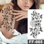 Waterproof Temporary Black Tattoo Sticker Peony Flower Snake Sketch Luxury Big Tattoo For Womens Stevvex