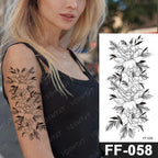 Waterproof Temporary Black Tattoo Sticker Peony Flower Snake Sketch Luxury Big Tattoo For Womens Stevvex