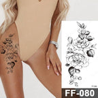 Waterproof Temporary Black Tattoo Sticker Peony Flower Snake Sketch Luxury Big Tattoo For Womens Stevvex