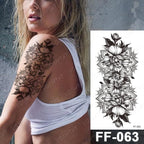 Waterproof Temporary Black Tattoo Sticker Peony Flower Snake Sketch Luxury Big Tattoo For Womens Stevvex