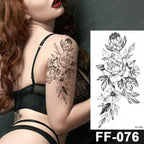 Waterproof Temporary Black Tattoo Sticker Peony Flower Snake Sketch Luxury Big Tattoo For Womens Stevvex