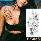 Waterproof Temporary Black Tattoo Sticker Peony Flower Snake Sketch Luxury Big Tattoo For Womens Stevvex