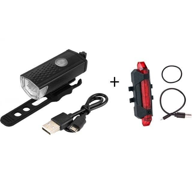 Waterproof USB LED Rechargeable Set Bicycle Lamp Mountain Cycle Front Back Headlight Lamp Flashlight Bike Powerful Bicycle Front Headlight And Back Taillight Fast Disassembly Bicycle LED Light For Road Mountain Cycling Stevvex