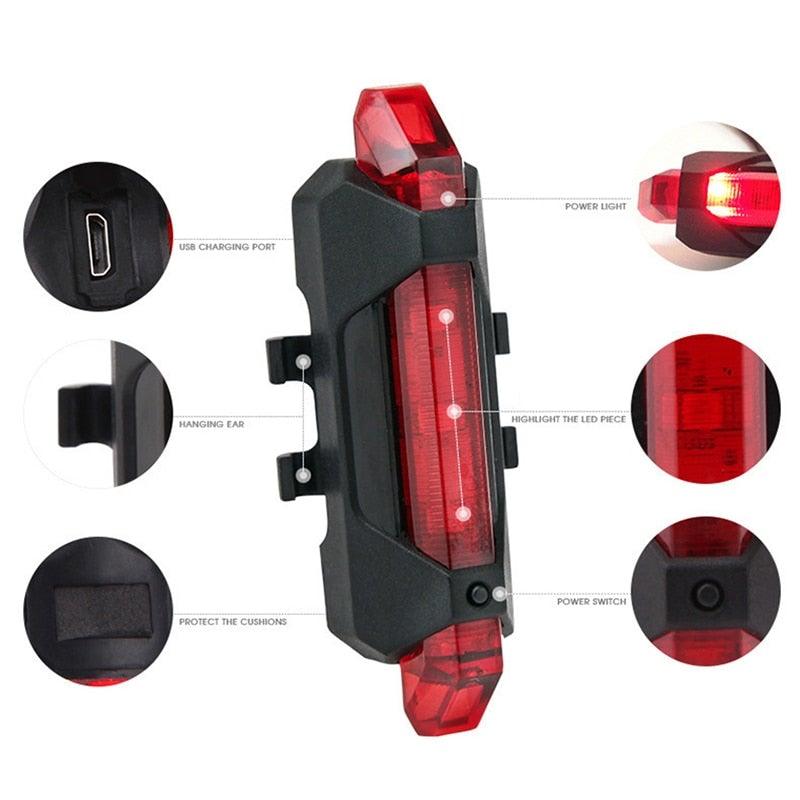 Waterproof USB LED Rechargeable Set Bicycle Lamp Mountain Cycle Front Back Headlight Lamp Flashlight Bike Powerful Bicycle Front Headlight And Back Taillight Fast Disassembly Bicycle LED Light For Road Mountain Cycling Stevvex