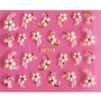 Waterproof Water Transfer Nails Art Sticker Fashion 3D Flower Design Girl And Women Manicure Tools Nail Decoration Decals Decorations Luxurious Nail Art Decoration White Feather Lace Flower Leaf Carving Design Exquisite Pattern Nail Art Supplies