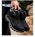 Waterproof Winter Mens Boots With Fur Warm Snow Mens Womens Boots Winter Work Casual Shoes High Top Winter Snow Boots Warm Fur Lined Winter Water-Resistan Ankle Booties Stevvex