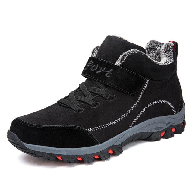 Waterproof Winter Mens Boots With Fur Warm Snow Mens Womens Boots Winter Work Casual Shoes High Top Winter Snow Boots Warm Fur Lined Winter Water-Resistan Ankle Booties Stevvex