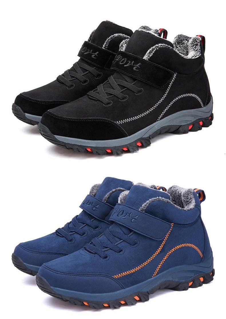 Waterproof Winter Mens Boots With Fur Warm Snow Mens Womens Boots Winter Work Casual Shoes High Top Winter Snow Boots Warm Fur Lined Winter Water-Resistan Ankle Booties Stevvex