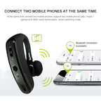 Waterproof Wireless Bluetooth Handsfree Earphone Single Headphone Elegant Black Design  Comfortable Long Wireless Range Headset Business Office Earbud With Microphone Waterproof Loud Voice Sport Earphones Stevvex
