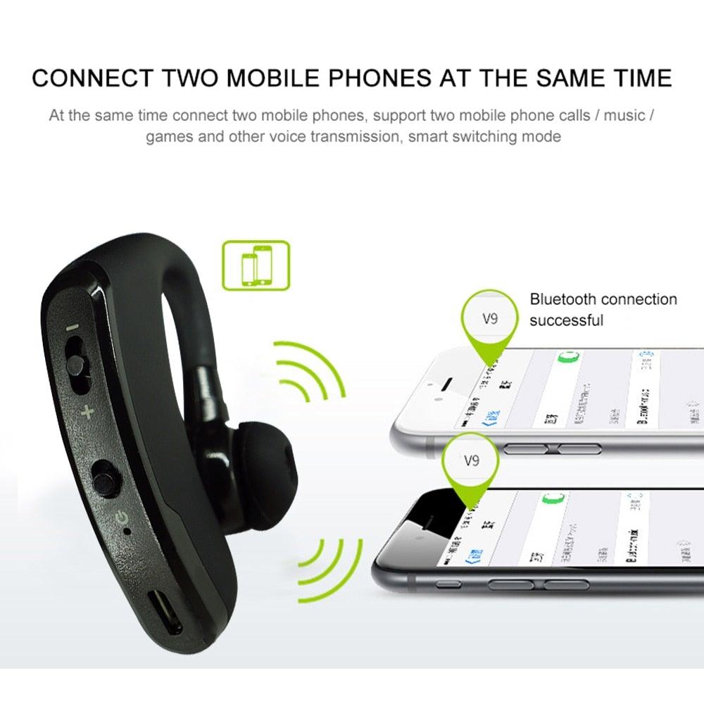 Waterproof Wireless Bluetooth Handsfree Earphone Single Headphone Elegant Black Design  Comfortable Long Wireless Range Headset Business Office Earbud With Microphone Waterproof Loud Voice Sport Earphones Stevvex