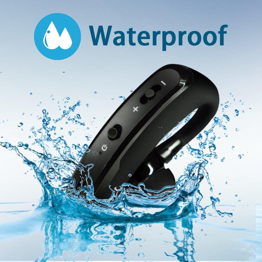 Waterproof Wireless Bluetooth Handsfree Earphone Single Headphone Elegant Black Design  Comfortable Long Wireless Range Headset Business Office Earbud With Microphone Waterproof Loud Voice Sport Earphones Stevvex