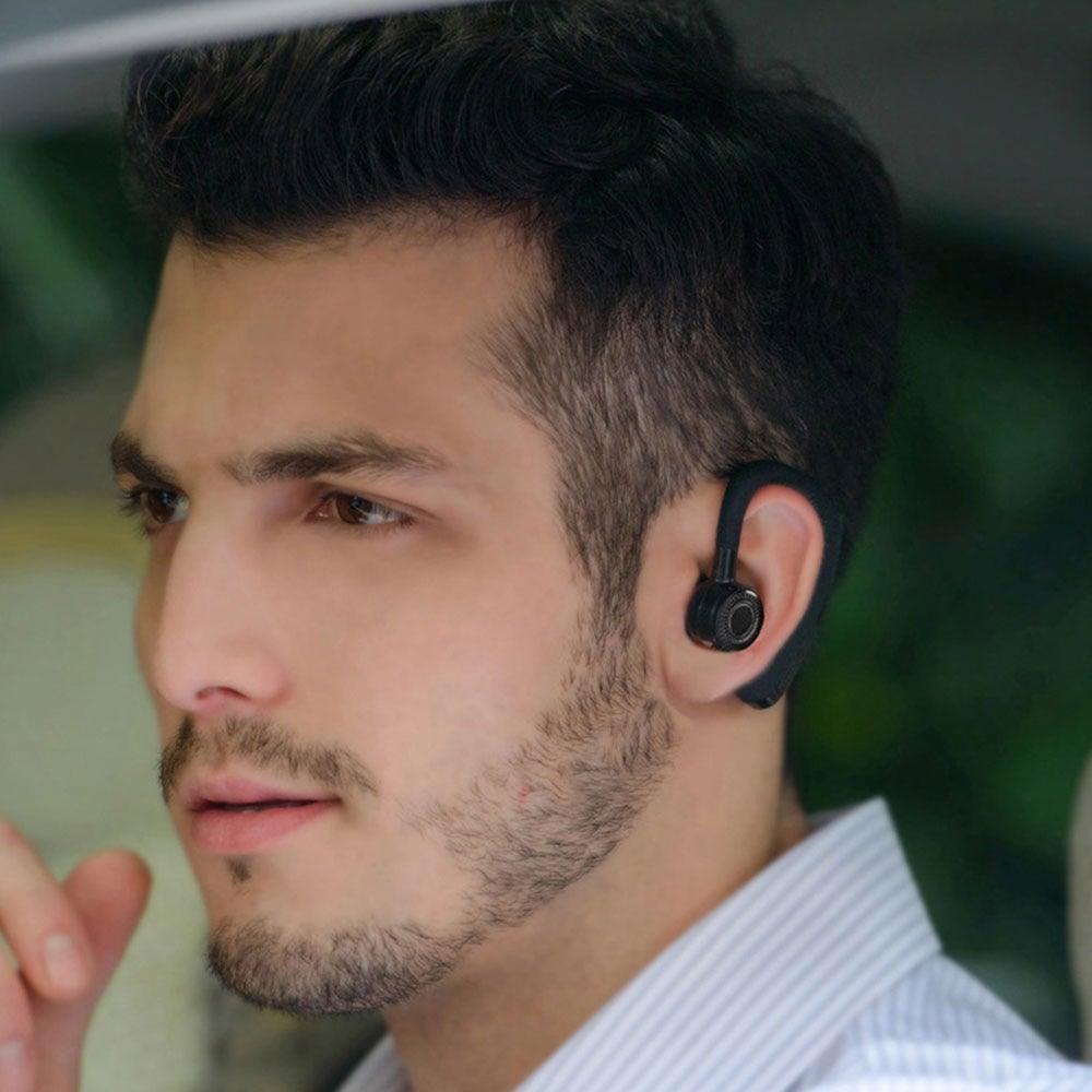 Waterproof Wireless Bluetooth Handsfree Earphone Single Headphone Elegant Black Design  Comfortable Long Wireless Range Headset Business Office Earbud With Microphone Waterproof Loud Voice Sport Earphones Stevvex