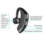Waterproof Wireless Bluetooth Handsfree Earphone Single Headphone Elegant Black Design  Comfortable Long Wireless Range Headset Business Office Earbud With Microphone Waterproof Loud Voice Sport Earphones Stevvex