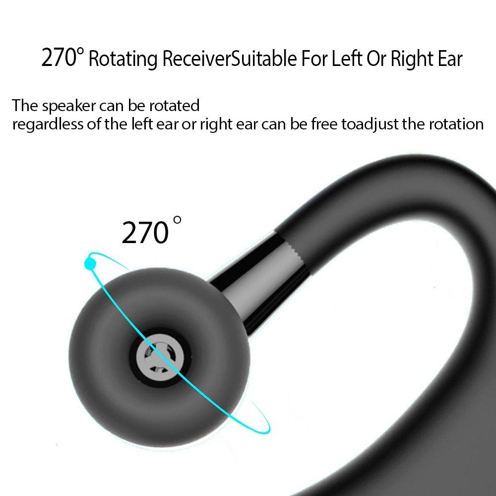 Waterproof Wireless Bluetooth Handsfree Earphone Single Headphone Elegant Black Design  Comfortable Long Wireless Range Headset Business Office Earbud With Microphone Waterproof Loud Voice Sport Earphones Stevvex