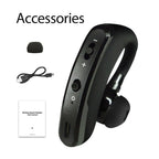 Waterproof Wireless Bluetooth Handsfree Earphone Single Headphone Elegant Black Design  Comfortable Long Wireless Range Headset Business Office Earbud With Microphone Waterproof Loud Voice Sport Earphones Stevvex