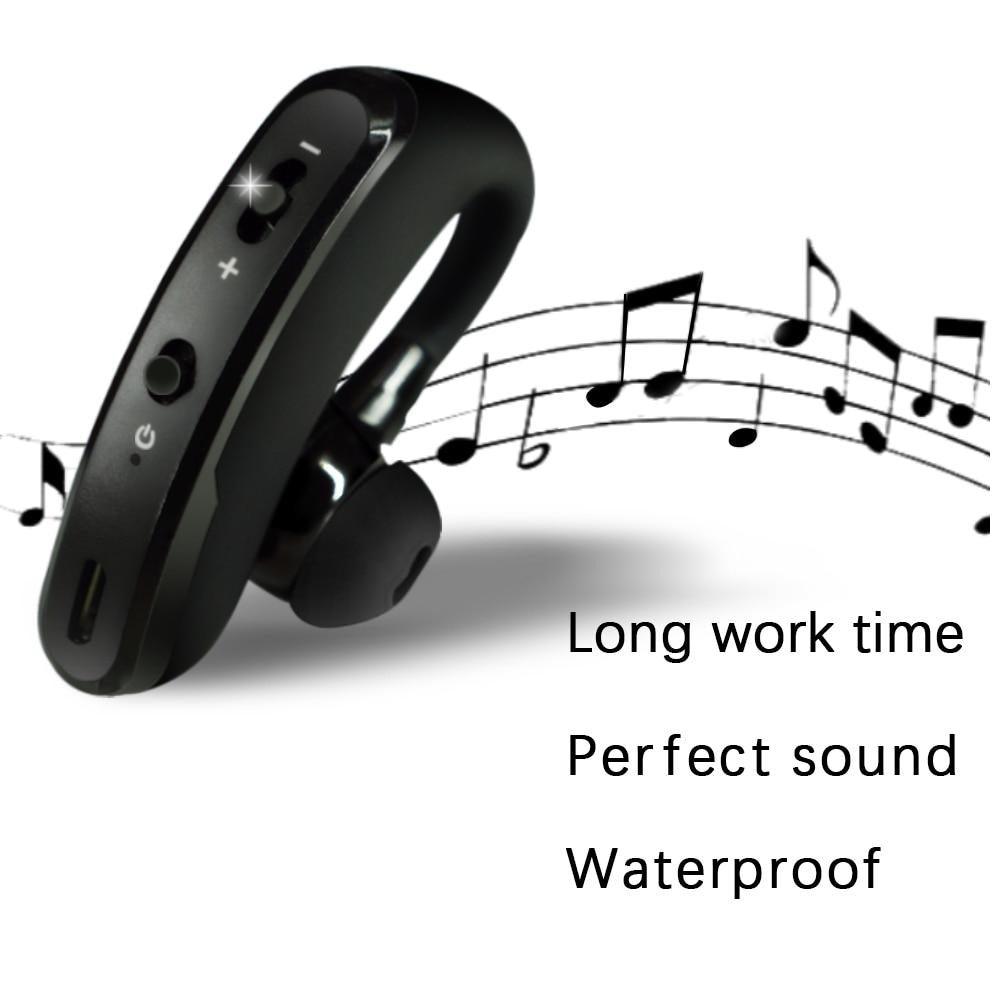 Waterproof Wireless Bluetooth Handsfree Earphone Single Headphone Elegant Black Design  Comfortable Long Wireless Range Headset Business Office Earbud With Microphone Waterproof Loud Voice Sport Earphones Stevvex