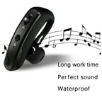 Waterproof Wireless Bluetooth Handsfree Earphone Single Headphone Elegant Black Design  Comfortable Long Wireless Range Headset Business Office Earbud With Microphone Waterproof Loud Voice Sport Earphones Stevvex