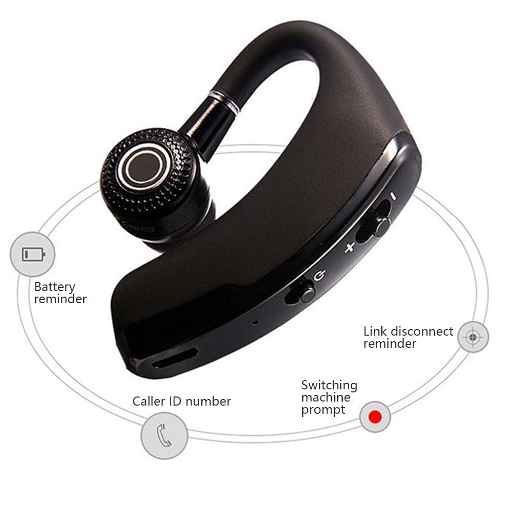 Waterproof Wireless Bluetooth Handsfree Earphone Single Headphone Elegant Black Design  Comfortable Long Wireless Range Headset Business Office Earbud With Microphone Waterproof Loud Voice Sport Earphones Stevvex