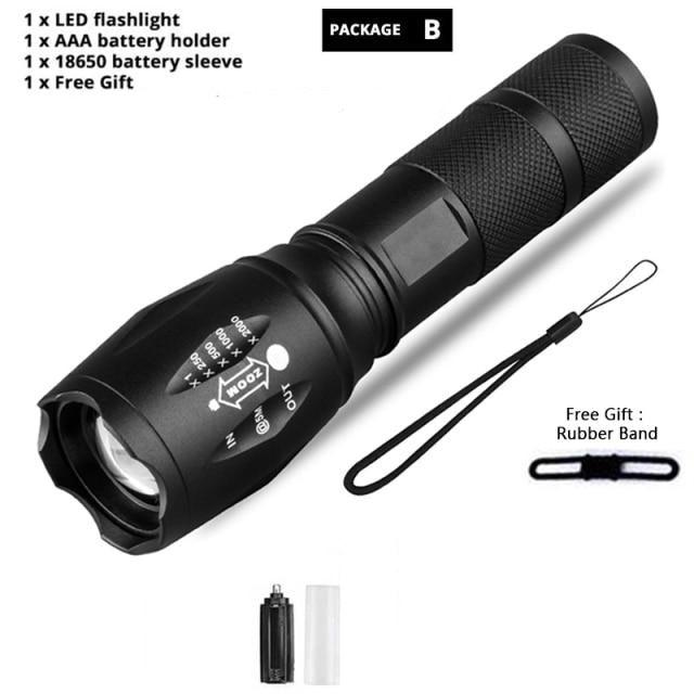 Waterproof Z45 Led Flashlight Ultra Bright Waterproof MINI Torch T6/L2/V6 zoomable 5 Modes 18650 rechargeable Battery for camping tactica Led Mini Water-Resistant Torch Light For Indoor & Outdoor Camping Hiking Accessories Gear Stevvex