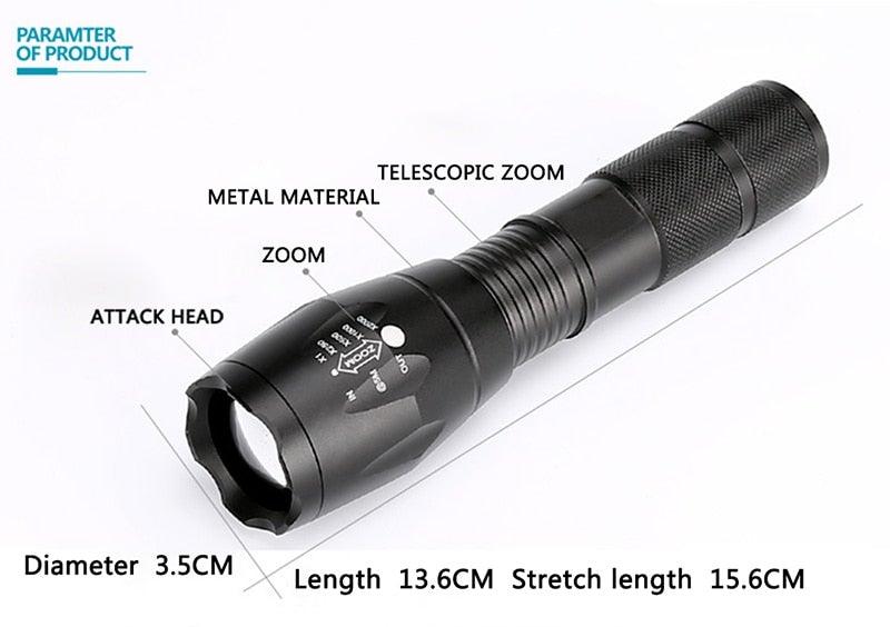 Waterproof Z45 Led Flashlight Ultra Bright Waterproof MINI Torch T6/L2/V6 zoomable 5 Modes 18650 rechargeable Battery for camping tactica Led Mini Water-Resistant Torch Light For Indoor & Outdoor Camping Hiking Accessories Gear Stevvex