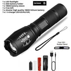 Waterproof Z45 Led Flashlight Ultra Bright Waterproof MINI Torch T6/L2/V6 zoomable 5 Modes 18650 rechargeable Battery for camping tactica Led Mini Water-Resistant Torch Light For Indoor & Outdoor Camping Hiking Accessories Gear Stevvex