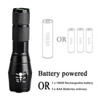 Waterproof Z45 Led Flashlight Ultra Bright Waterproof MINI Torch T6/L2/V6 zoomable 5 Modes 18650 rechargeable Battery for camping tactica Led Mini Water-Resistant Torch Light For Indoor & Outdoor Camping Hiking Accessories Gear Stevvex