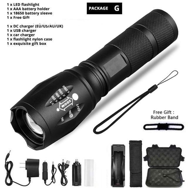 Waterproof Z45 Led Flashlight Ultra Bright Waterproof MINI Torch T6/L2/V6 zoomable 5 Modes 18650 rechargeable Battery for camping tactica Led Mini Water-Resistant Torch Light For Indoor & Outdoor Camping Hiking Accessories Gear Stevvex