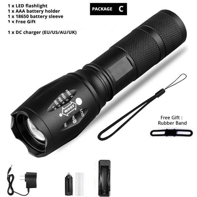 Waterproof Z45 Led Flashlight Ultra Bright Waterproof MINI Torch T6/L2/V6 zoomable 5 Modes 18650 rechargeable Battery for camping tactica Led Mini Water-Resistant Torch Light For Indoor & Outdoor Camping Hiking Accessories Gear Stevvex