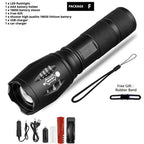 Waterproof Z45 Led Flashlight Ultra Bright Waterproof MINI Torch T6/L2/V6 zoomable 5 Modes 18650 rechargeable Battery for camping tactica Led Mini Water-Resistant Torch Light For Indoor & Outdoor Camping Hiking Accessories Gear Stevvex