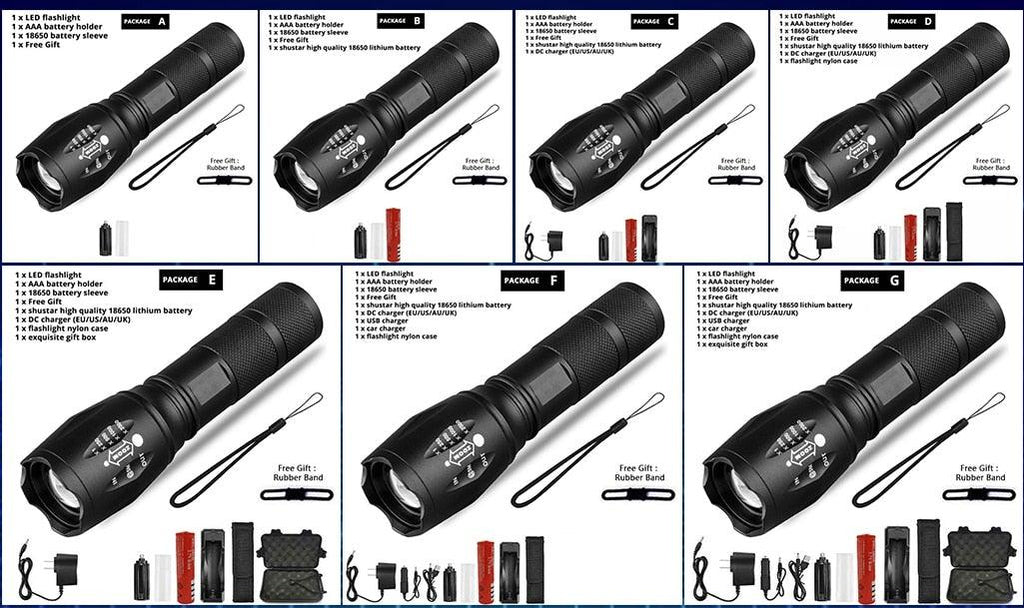 Waterproof Z45 Led Flashlight Ultra Bright Waterproof MINI Torch T6/L2/V6 zoomable 5 Modes 18650 rechargeable Battery for camping tactica Led Mini Water-Resistant Torch Light For Indoor & Outdoor Camping Hiking Accessories Gear Stevvex