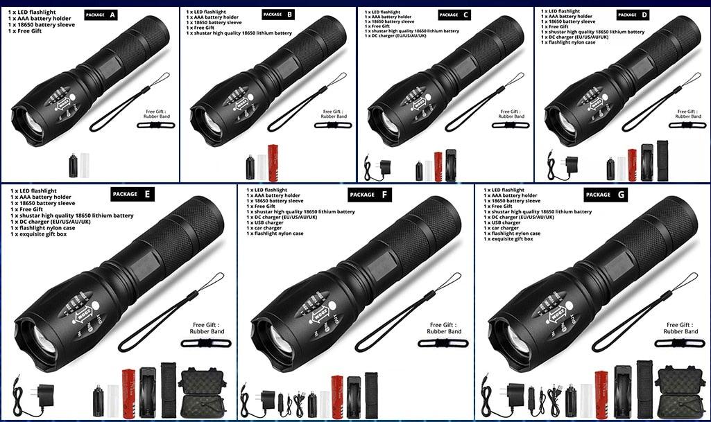 Waterproof Z45 Led Flashlight Ultra Bright Waterproof MINI Torch T6/L2/V6 zoomable 5 Modes 18650 rechargeable Battery for camping tactica Led Mini Water-Resistant Torch Light For Indoor & Outdoor Camping Hiking Accessories Gear Stevvex