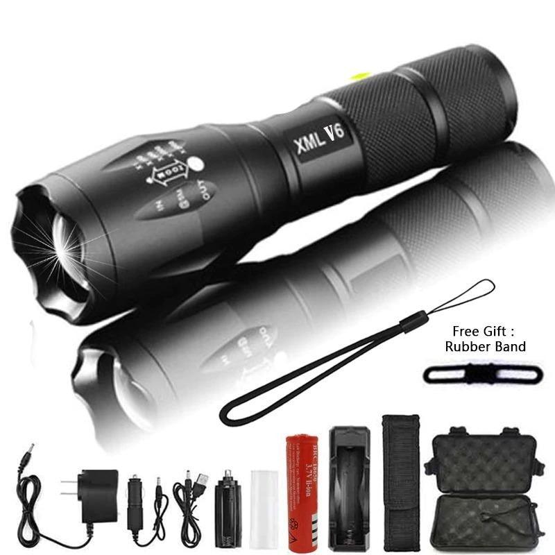 Waterproof Z45 Led Flashlight Ultra Bright Waterproof MINI Torch T6/L2/V6 zoomable 5 Modes 18650 rechargeable Battery for camping tactica Led Mini Water-Resistant Torch Light For Indoor & Outdoor Camping Hiking Accessories Gear Stevvex
