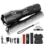 Waterproof Z45 Led Flashlight Ultra Bright Waterproof MINI Torch T6/L2/V6 zoomable 5 Modes 18650 rechargeable Battery for camping tactica Led Mini Water-Resistant Torch Light For Indoor & Outdoor Camping Hiking Accessories Gear Stevvex