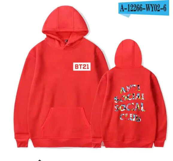 BTS Cartoon Style Hoodie and Merchandise Hoodie Pi-Mart