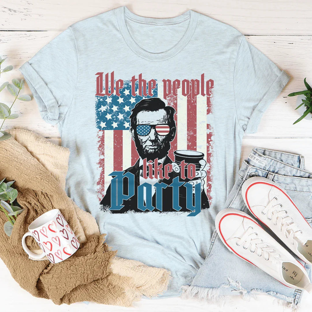 We The People Like To Party Tee Peachy Sunday