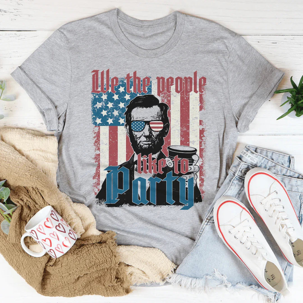 We The People Like To Party Tee Peachy Sunday