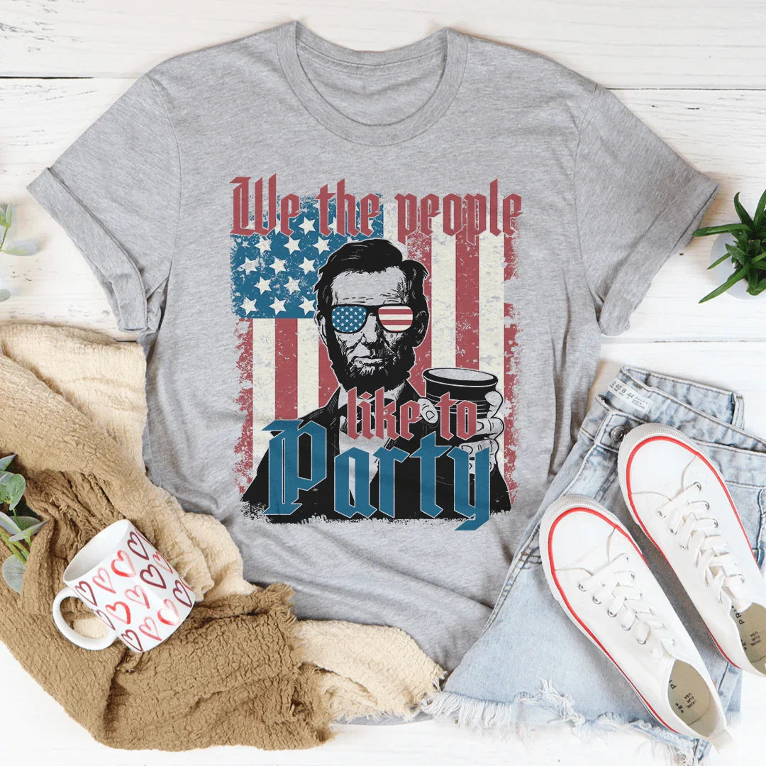 We The People Like To Party Tee Peachy Sunday
