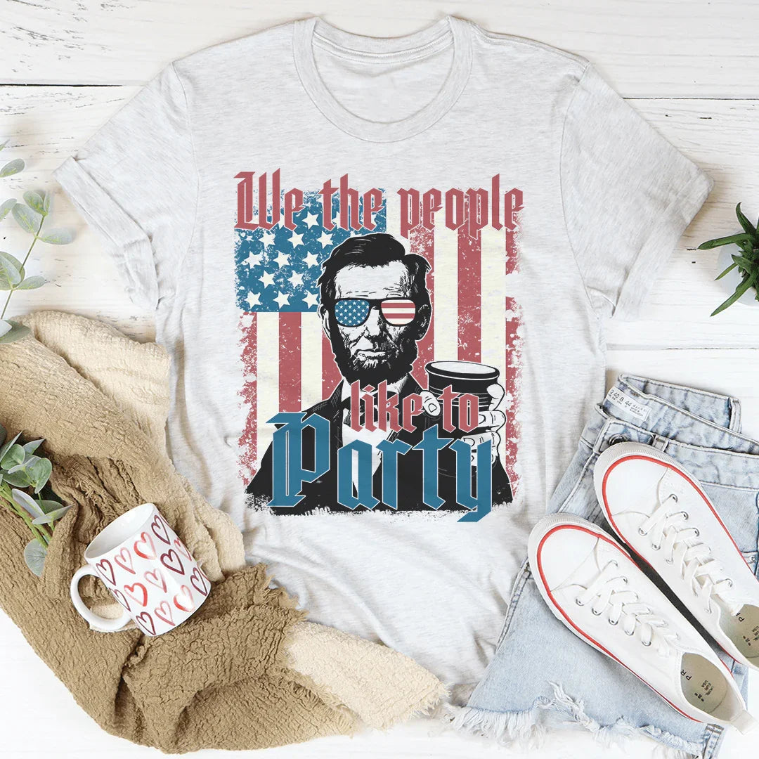We The People Like To Party Tee Peachy Sunday
