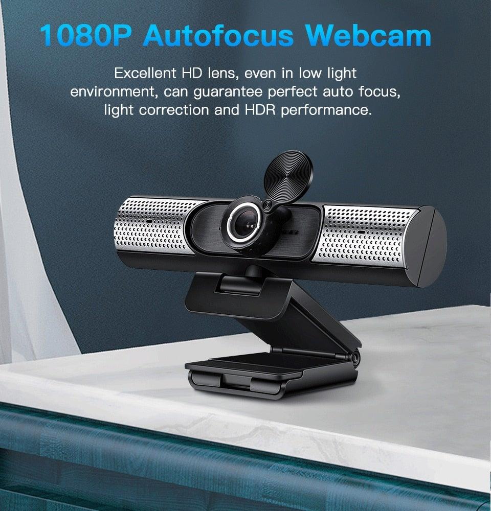 Webcam 1080P Full HD Autofocus Web Camera With Speaker Microphone USB Cam for PC Computer Laptop Video Calling Work Gaming 3D Noise Reduction Stevvex