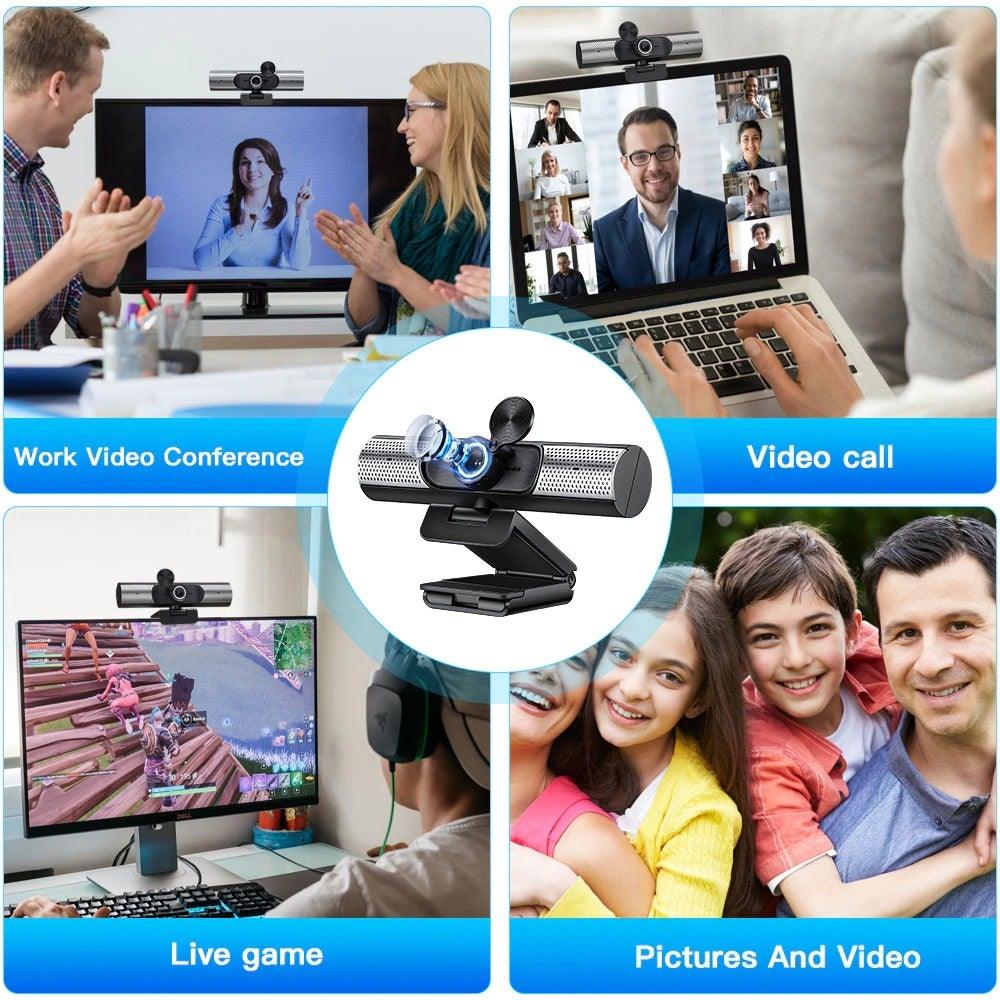 Webcam 1080P Full HD Autofocus Web Camera With Speaker Microphone USB Cam for PC Computer Laptop Video Calling Work Gaming 3D Noise Reduction Stevvex