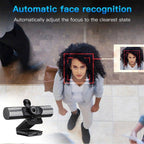 Webcam 1080P Full HD Autofocus Web Camera With Speaker Microphone USB Cam for PC Computer Laptop Video Calling Work Gaming 3D Noise Reduction Stevvex