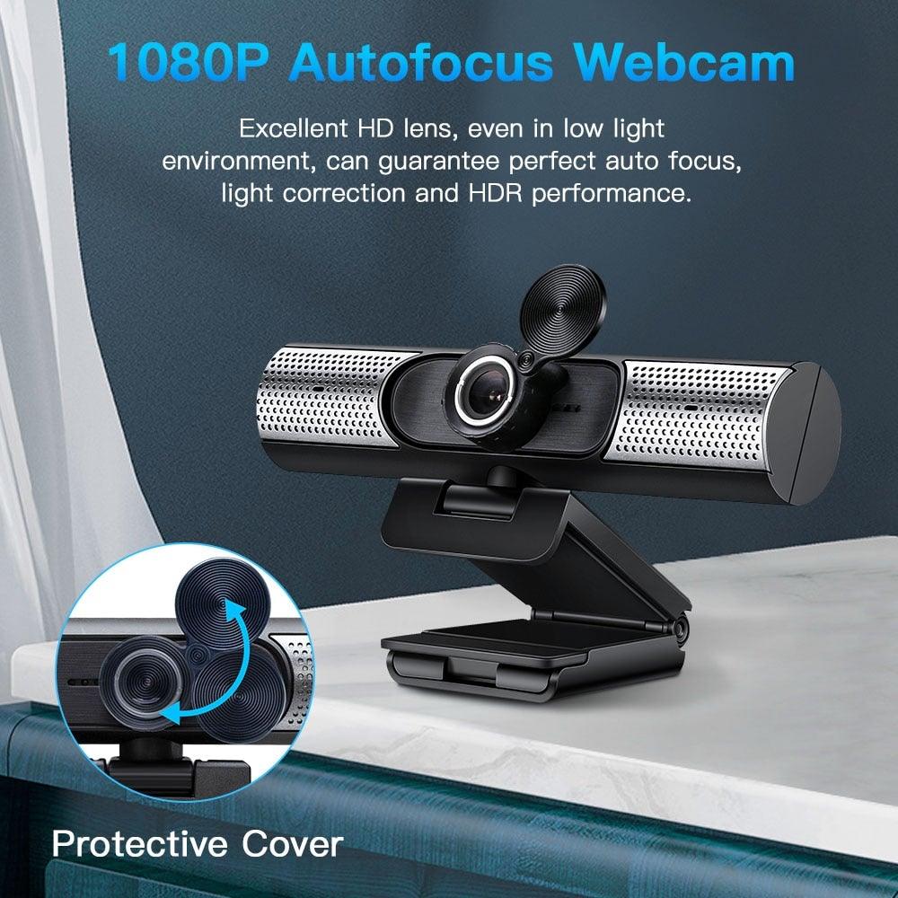 Webcam 1080P Full HD Autofocus Web Camera With Speaker Microphone USB Cam for PC Computer Laptop Video Calling Work Gaming 3D Noise Reduction Stevvex