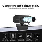 Webcam 1080P web camera with microphone Web USB Camera Full HD For PC computer Live Video Calling Work Conferencing Recording Gaming 3D Noise Reduction Stevvex