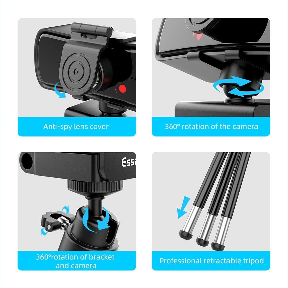 Webcam 2K Full HD Web Camera For PC Computer Laptop USB Web Cam With Microphone Autofocus WebCamera Conferencing and Video Calling Stevvex