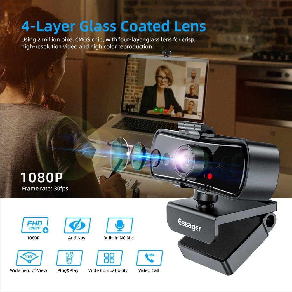 Webcam 2K Full HD Web Camera For PC Computer Laptop USB Web Cam With Microphone Autofocus WebCamera Conferencing and Video Calling Stevvex